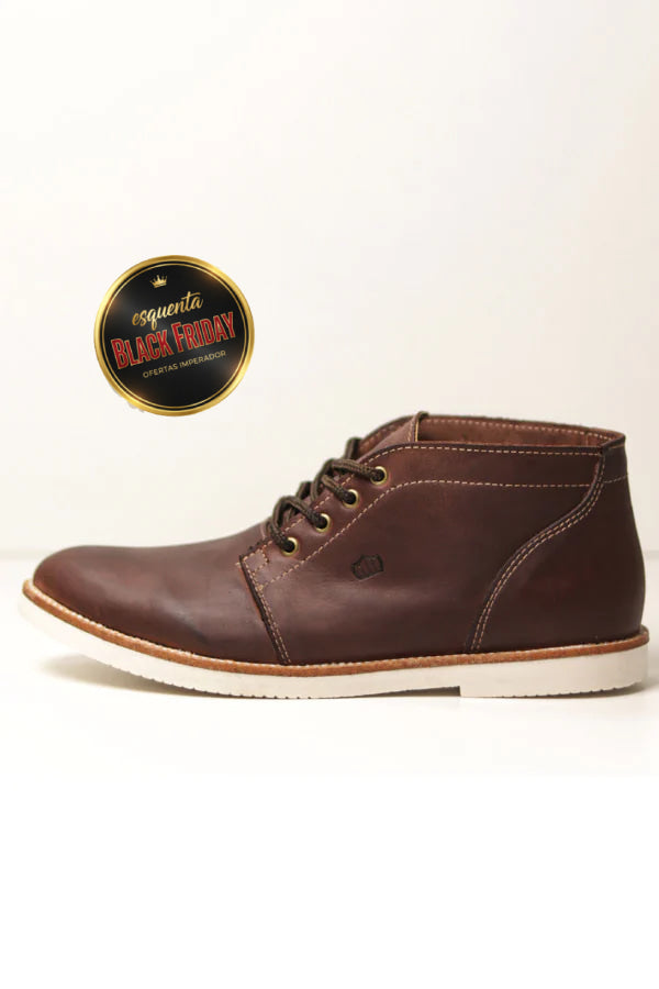 Botina Masculina Casual em Couro Imperador Café - BN08