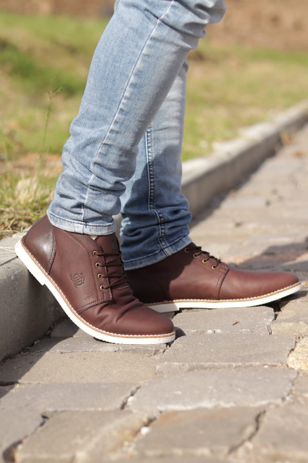 Botina Masculina Casual em Couro Imperador Café - BN08