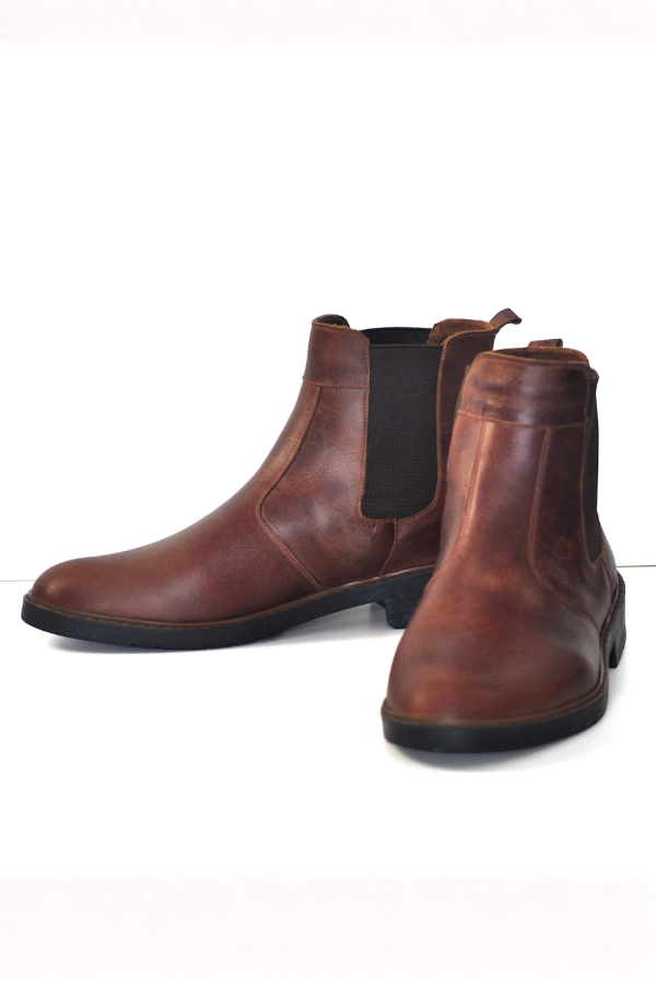 Botina Masculina Chelsea Couro Legítimo Graxo Whisky - BN78