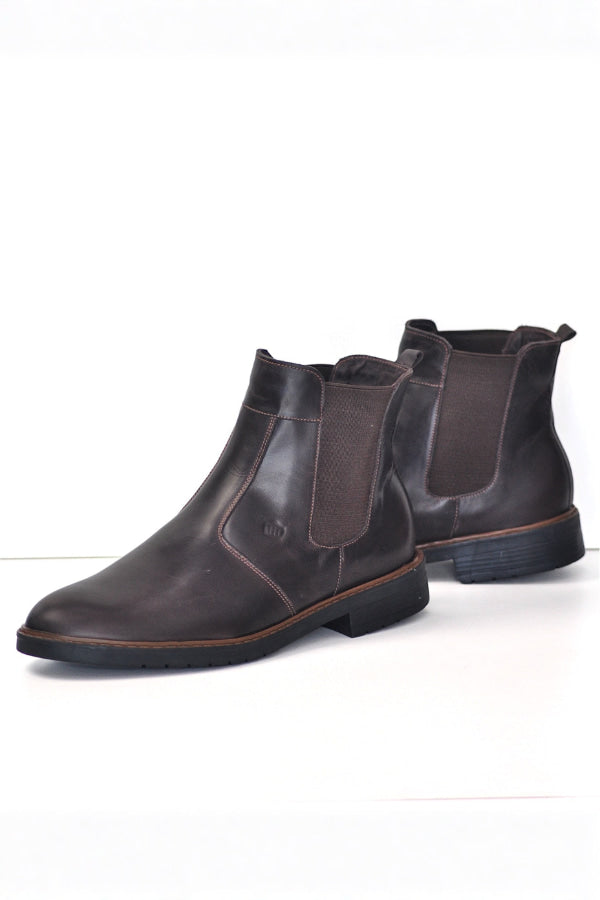 Botina Masculina Chelsea Couro Legítimo Graxo Café - BN79