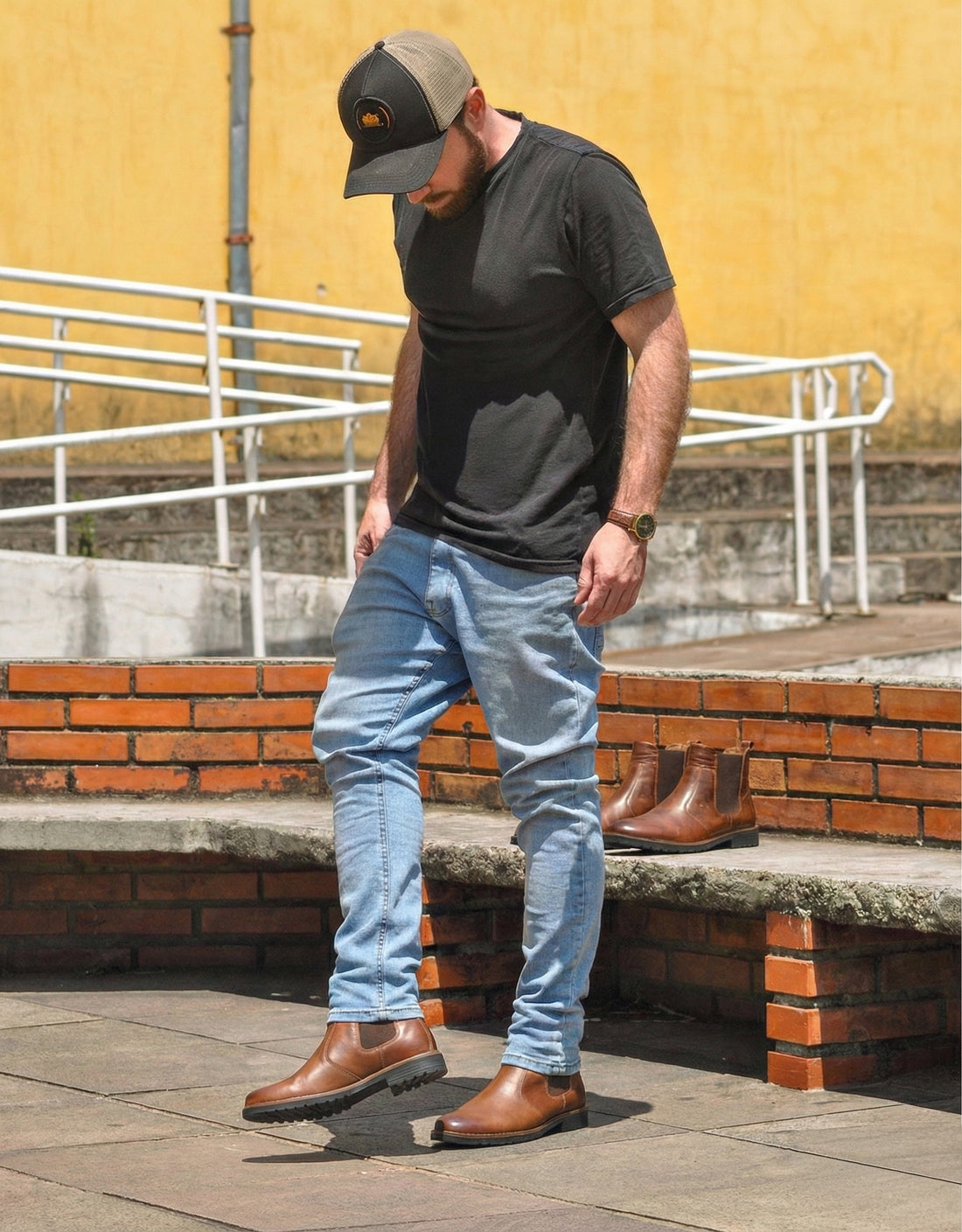 Botina Masculina Chelsea Couro Legítimo Graxo Whisky - BN78