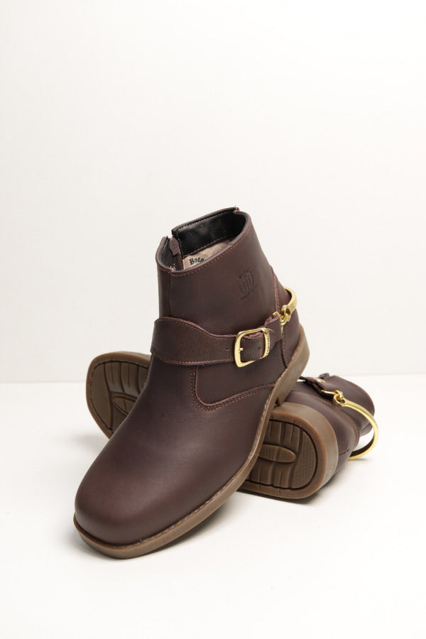 Botina Feminina Zíper em Couro Imperador Café -